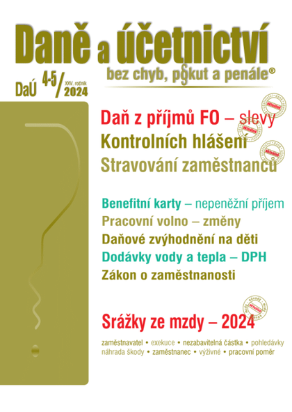 E-kniha DaÚ č. 4-5 / 2024 - Slevy na dani z příjmů FO