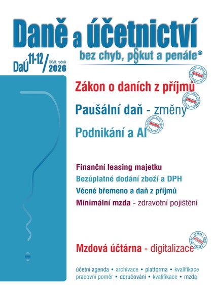 E-kniha DaÚ č. 11-12 / 2026 - Paušální daň – změny v roku 2027