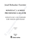 Josef Bohuslav Foerster: Sonáta č. 1 a moll pro housle a klavír (ed. Lydie Härtelová) - galerie 1